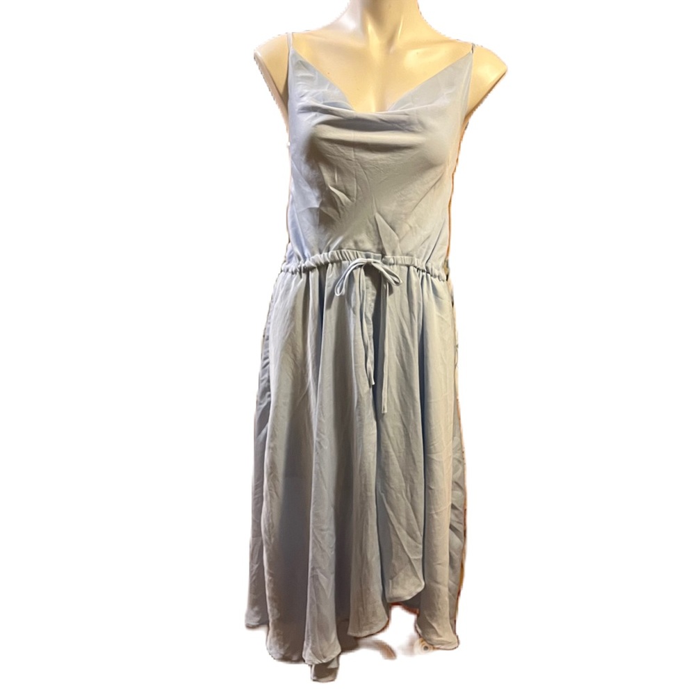 Here Comes The Sun light blue midi dress drawstring waist